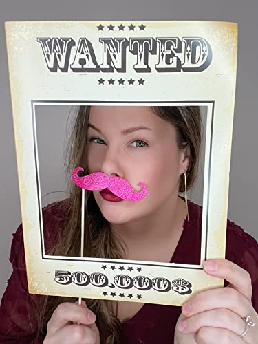 Western Photo Booth Props - 41-pc Photo Prop Kit with 8 x 10-Inch Sign, 60 Adhesive Pads, 45 Sticks - Photo Booth Props Country Theme - Wild West Photo Props