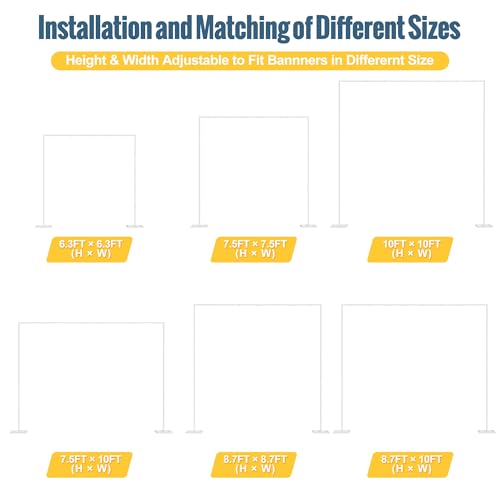Wokceer 10 FT Backdrop Stand Heavy Duty Pipe and Drape Kit, Adjustable White Backdrop Stands for Wedding Photo Booth Background Birthday Party Exhibition Decoration - color: White-10 E