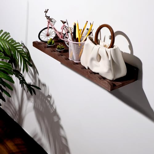 Suzile 2 Pcs Scalloped Shelves Wall Floating Shelves Set for Room, Bathroom, Bedroom, Cute Room Decor Aesthetic and Books, Toys, Photo Frames Storage(16.5",Walnut Brown) - color: Walnut Brown, size: 16.5"