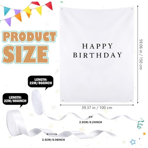 Oudain 60x78 Inch Happy Birthday Burlap Banner, Fabric Party Decorations Backdrop, Boho Rustic Photo Props Sign with Hanging String for Birthday Party Indoor Outdoor Yard Wall Decor - size: 60x78 Inch, style: Happy Birthday