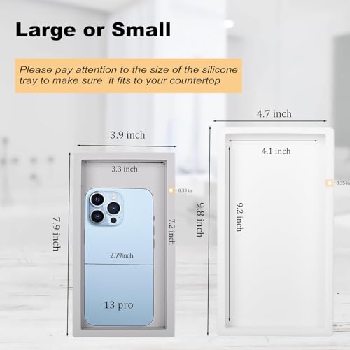 Bathroom Tray, Small Vanity Tray Silicone Soap Dish Sponge Holder Kitchen Sink Organizer Bathroom Accessories for Countertop, Toilet, Shower - Light Grey - color: Light Gray, size: 7.9" x 4.0"