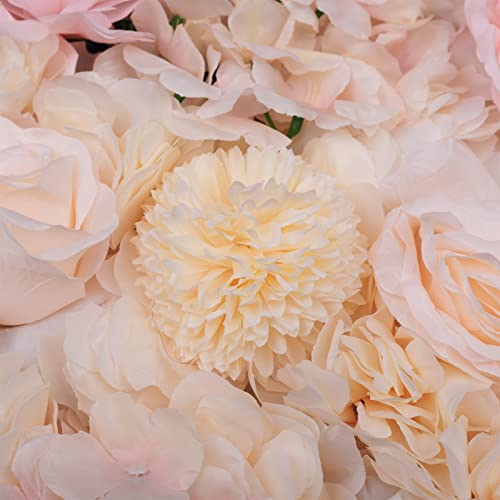 Gdrasuya10 6pcs Realistic Flower Wall Background Artificial Flowers Wall Backdrop Panel 3D Silk Rose Fake Flower Wall Panel Banquet Wedding Party Decor, Photography Background 60 x 40 cm - color: 6pcs, Champagne