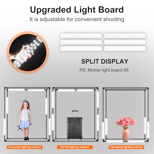 48"x56"x40" Large Photo Studio Light Box Photography, 6 Light LED Panels Dimmable Shooting Tent with 3 Color Backdrops Continuous Lighting Softbox for Model Clothing Photography - size: 48x56 in (6 LED Strips)