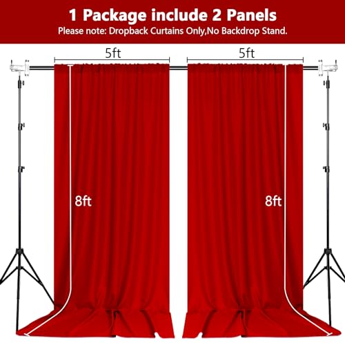 MEETSKY Red Backdrop Curtains for Christmas Party Valentine's Day Arch Stage Wedding Ceremony Red Curtains Fabric Photography Backdrop Drapes for Birthday Party Baby Shower,5ft x 8ft,2 Panels - color: Red, size: 60"W x 96"L (Pack of 2)