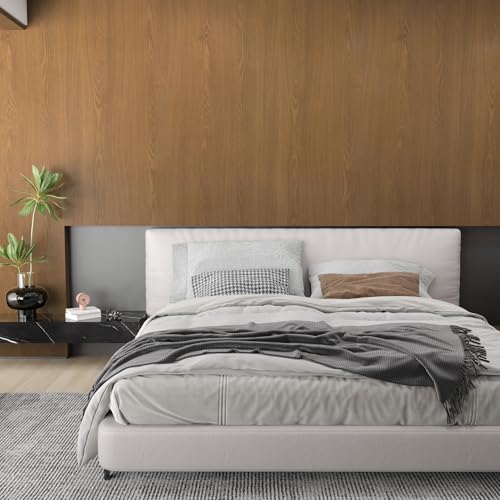 16"x354" Brown Peel and Stick Wallpaper Waterproof Walnut Contact Paper Removable Thickened Wood Look Peel and Stick Wallpaper Textured Self Adhesive Wood Stickers for Cabintes Table Drawer - color: Brown, size: 15.7" x 354"