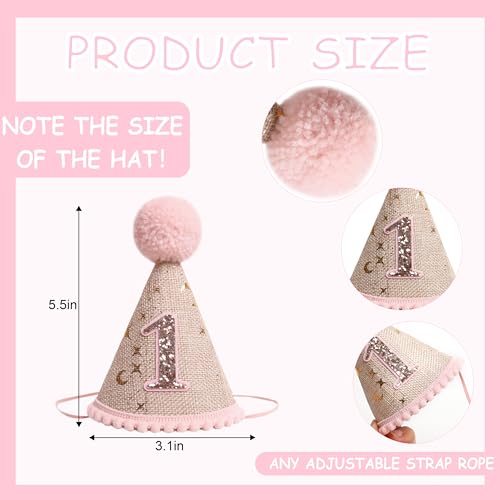 KOJIN 1st Birthday Hat for Baby Girl/Boy - First Birthday Decorations, Cake Smash Photo Prop - color: Rose Gold