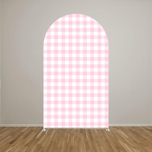 Pink Strawberry Stretchy Arch Cover Backdrop Photo Booth Background Birthday Baby Shower Baptism Party Decoration Curved Top Frame Spandex (GX-2668,6.5x3.3ft) - color: GX-2668, size: 6.5x3.3ft