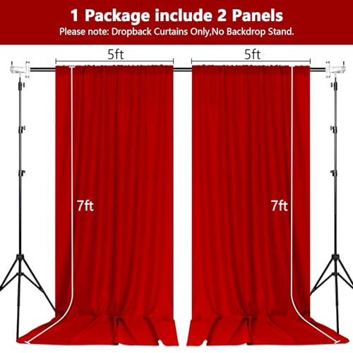 MEETSKY Red Backdrop Curtains for Party Valentine's Day Arch Stage Wedding Ceremony Red Curtains Fabric Photography Backdrop Drapes for BBirthday Party Baby Shower Christmas, 5ft x 7ft, 2 Panels - color: Red, size: 60"W x 84"L (Pack of 2)