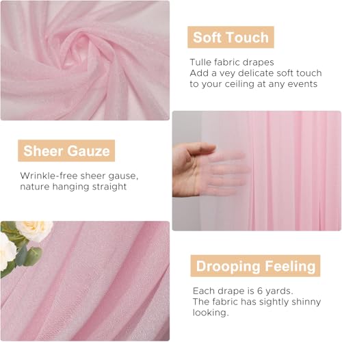 Wokceer Wedding Arch Draping Fabric 28.7" x 20FT Blush Pink Sheer Fabric Backdrop Arch Draping for Wedding Ceremony Birthday Party Bridal Shower Decoration - color: Blush Pink, size: 1 Panel
