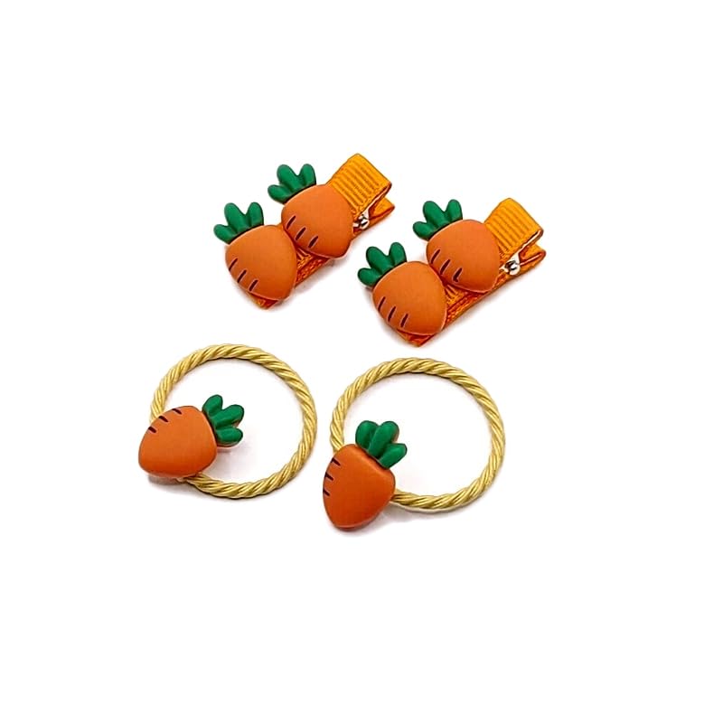 Baby Girls Carrot Hair Clips Pin Easter Bunny HairClips Carrot Hair Barrettes Pin JHE27 (4 Pcs-Set A) - color: 4 Pcs-Set A