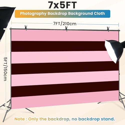 5x7ft Photography Backdrop Bold Horizontal Stripes Dark Brown Soft Pink Colors Photo Backdrop Photography Background for Photoshoot Portrait Video Party Photo Studio Prop Booth - color: Color10