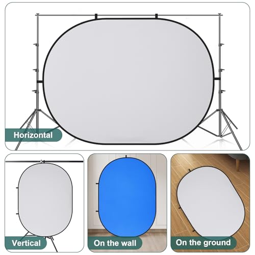 Kate 5x6.5ft(1.5x2m) Collapsible Backdrop Blue Grey Twist Flex Folding Pop up Backgrounds for Photoshoot, Headshots Photo, Video Calls - color: Blue/Grey