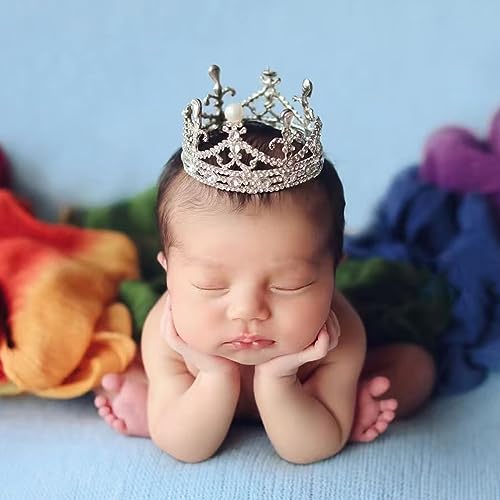 Zeroest Newborn Photography Crown Headband - Baby Princess Tiara for Infant Photo Shoots, Birthday Party -Rhinestone Prop - color: Silver 3#