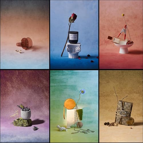 6PCS Non-Wrinkle Product Photography Backdrops: Tabletop Photo Backdrop Gradient Cloth, 31x21in Flat Lay Seamless Props for Food Jewelry Cosmetics - color: gradient
