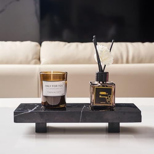 Natural Marble tray pedestal stand, Soap Dispenser Holder, Modern Marble Riser For Decor Display, Soap Pedestal For Bathroom, Kitchen, Home Decor (Marquina Black) - color: Marquina Black