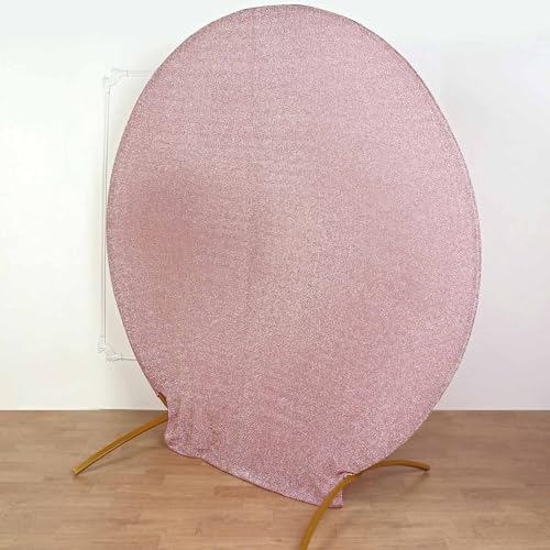 Efavormart Shiny Blush Rose Gold 7.5ft Metallic Spandex Round Arch Cover, Double Sided Fitted Backdrop Sleeve for Wedding, Birthday & Party - color: Rose Gold, size: Round