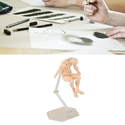 Action Figure Body, PVC Drawing Mannequin with Metal Holder, 5.1x2.0 Inch, Articulated Poseable Model for Artists - color: Skin Color #11