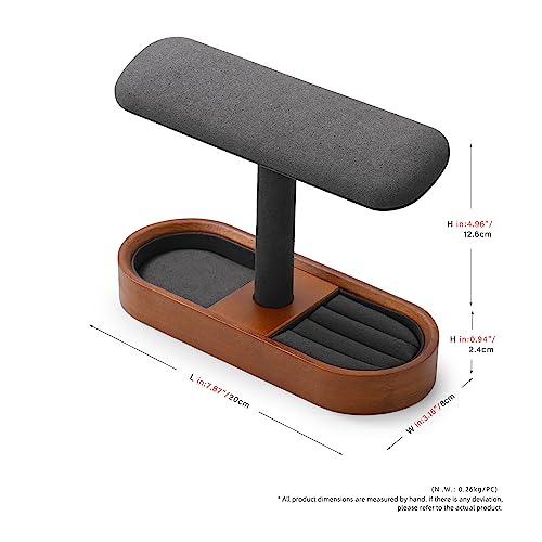 Oirlv Solid Wood Watch Stand T-bar Watch Holder Organizer for Men and Women Showcase Bracelet Bangle Jewelry Display Stand Rings Earrings Necklace Storage(Grey) - color: Grey, size: Option 1 regular