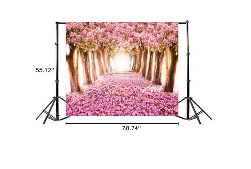 AOFOTO 10x8ft Spring Cherry Blossom Backdrop Sweet Pink Flowers Tree Floral Petal Boulevard Photography Background Wedding Photo Studio Props Girl Bride Woman Lady Mother Artistic Portrait Wallpaper - size: 10x8ft