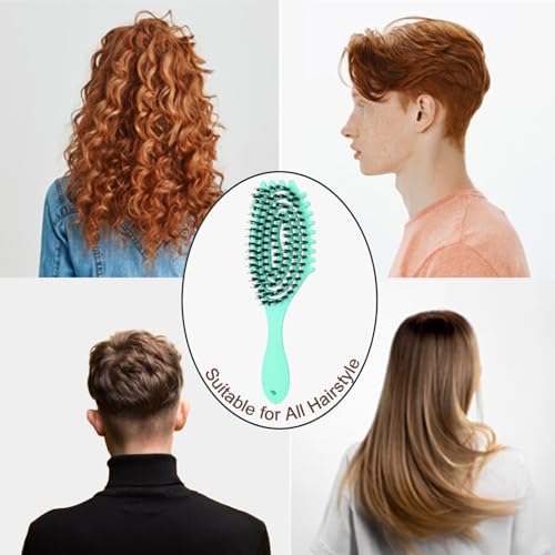 Hair Brush For Fine Hair, Curl Defining Brush For Women Soft Hair Detangler Brush (Vented Green) - color: Vented Green