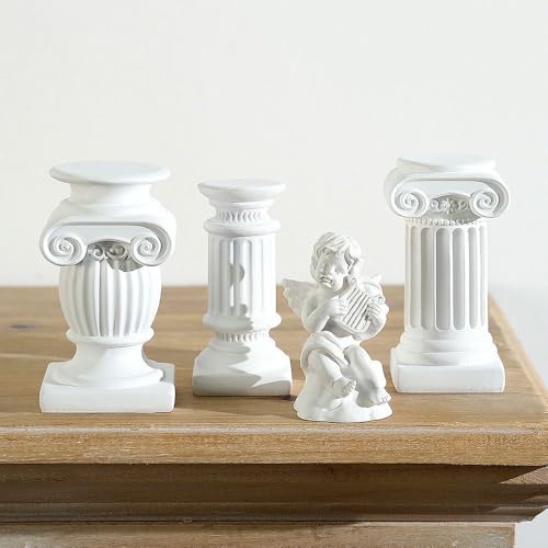 Mini Nordic Resin Roman Column, Greek Sculptural Angel Display, Photo Props, Candle Holder, Sketching Art Teaching Tools (Ionic B (White) - 8.2cm) - color: Ionic B (White) - 8.2cm