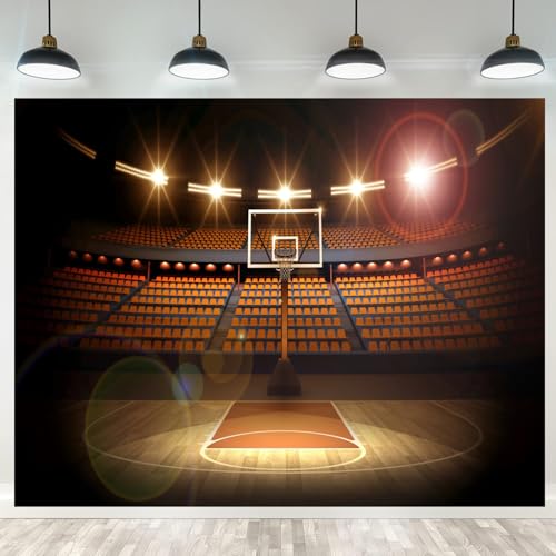 Basketball Backdrop Basketball Arena Photography Background Sports Theme Party Decoration Photoshoot Kids Boys Photo Booth Props 10x7ft - size: 10X7FT