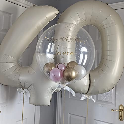 Cream 4 Balloons, 40 Inch Large Beige Foil Number Balloons Set 0-9, Self Inflating White Sand Digital 4 Helium Balloon for Boys Girls Women Birthday Anniversary Party Decorations Photo Shoot Supplies - color: Cream, size: Number 4