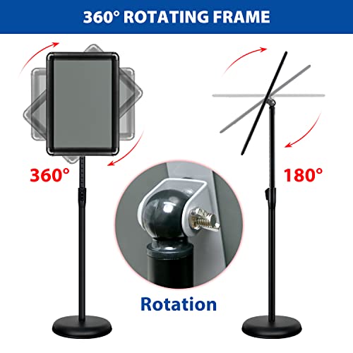 11x17 Inch Adjustable Pedestal Poster Sign Stand, Heavy Duty Floor Standing Sign Holder Stand Aluminum Snap Open Frame for Vertical and Horizontal View Sign Displayed (Black, Round) - color: Black, size: 11"x17"-1Pack