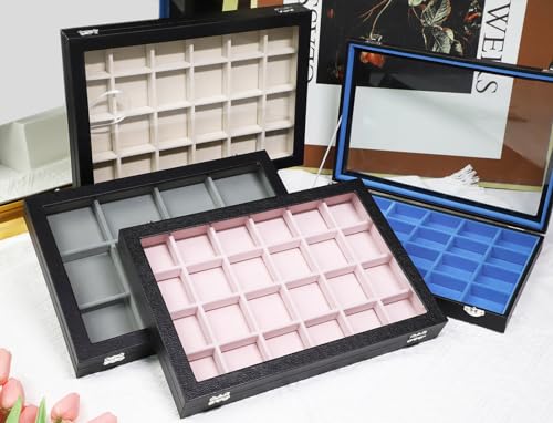Stratalife Jewelry Organizer Bracelet Holder Organizer Box Earring Storage Drawer Jewelry Display Anti Tarnish Ring Holder For Women Girls 12 Grid (Beige Black) - color: Beige-Black, size: 12 Grid