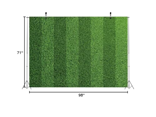 BELECO 8x6ft Fabric Green Grass Lawn Backdrop Football Stadium Soccer Field Sports Game Lawn Background for Party Decorations Photo Studio Props - size: 8x6FT