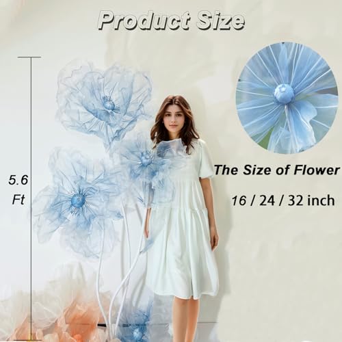 Giant Flowers for Decoration,Wedding Reception Essential,5.6 ft Huge Artificial Silk Flower,Ideal for Party Banquet Background Decor and Photographic Props(Blue) - color: Blue