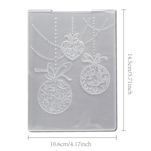 Arbuya Merry Christmas Baubles Plastic Embossing Folders for Card Making Xmas Balls Embossing Folder for Scrapbooking Pages Paper Crafting Clay Decoration - color: Baubles