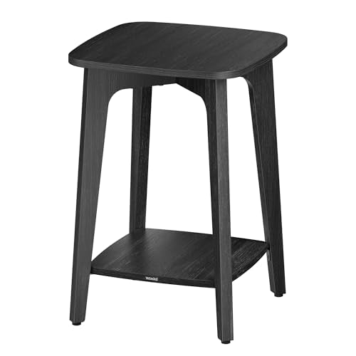 VASAGLE MAEZO Collection - Side Table, 2-Tier Small Square End Table, Nightstand with Tapered Legs, Curved Transitions, for Small Spaces, Living Room, Bedroom, Charcoal Gray ULET236B01 - color: Charcoal Gray, size: 1 pack