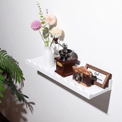 Suzile 2 Pcs Scalloped Shelves Wall Floating Shelves Set for Room, Bathroom, Bedroom, Cute Room Decor Aesthetic and Books, Toys, Photo Frames Storage(23",White) - color: White, size: 23"