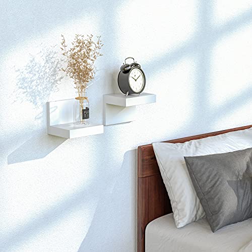 RICHER HOUSE 3-Pack Small Floating Shelves for Wall, 4 Inch Plastic Display Ledges for Mini Decor, Compact Style Small Wall Shelf with 2 Types of Installation - color: White - 3 Pcs