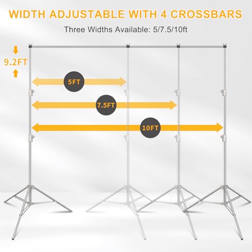 Photo Backdrop Stand 8.5 x10Ft Stainless Steel Heavy Duty Back Drop Adjustable Stand with Clamps Clips Carry Bag, Background Support System Kit, Backdrop Frame for Photography, Party, Wedding - size: 8.5 x 10 Ft