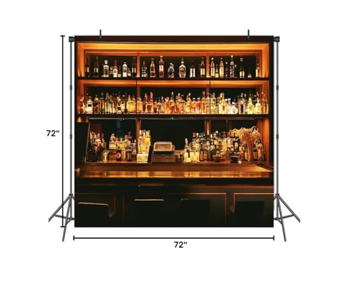 Bar Photo Backdrop Vinyl 6x6ft Wine Cafe Restaurant Drink Shelf Photography Backdrops for Friendsmas Party Urban Club Speakeasy Room Wall Art Photo Backgrounds Videos Photo Backdrop BJLSPH1582 - size: 6x6ft
