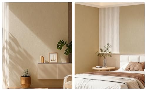 Fabric Grasscloth Texture Self-Adhesive Wallpaper Linen Peel and Stick Wallpaper Easy to Apply Removable Easy to Clean for Bedroom Livingroom Cabinet 16.5inx236.2in -Brown - color: Brown