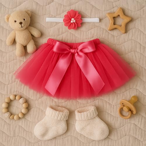 Matissa Newborn Baby Girl/Boy Crochet Knit Costume Photography Prop Hats Outfits - color: Baby Tutu Red