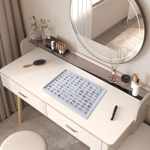 Wudygirl 100 Slots Ring Organizer Tray Velvet Ring Holder Jewelry Display Drawer Insert Jewelry Storage Tray (Gray) - color: Gray 100 Ring, size: 1 Pcs