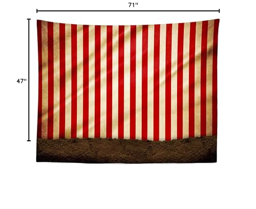BELECO Circus Carnival Photography Backdrop Fabric 6x4ft Red and White Stripes Circus Tent Backdrop Evil Clowns Circus Carnival Themed Halloween Party Decor Baby Kids Adults Portrait Photo Props - size: 6x4FT