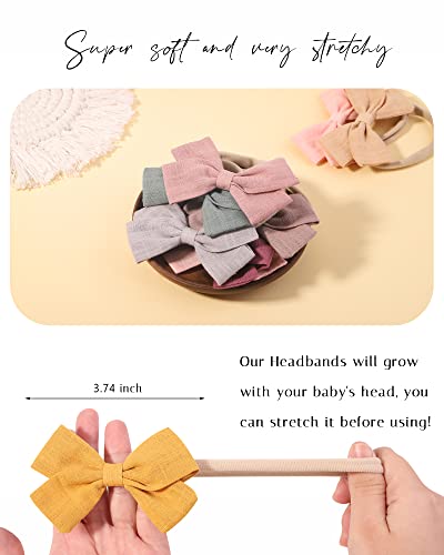 jollybows 40pcs Baby Girls Nylon Hair Bows Headbands Linen Hair Bands Elastic Hair Accessories for Kids Infants Newborn (4-40 PCS Solid Linen) - color: 3- 40PCS headbands for women