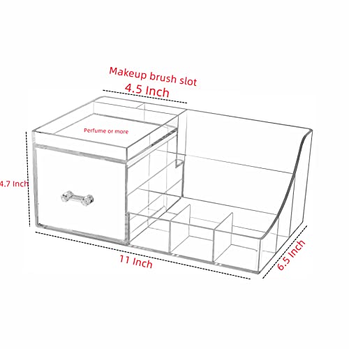 Cq acrylic1 Pack Clear Makeup Organizer Countertop,Stackable 1 Drawers Skincare Organizer,Cute Skin Care Organizer for Vanity Hair Clip,Jewelry,Beauty Product Desk and Make Up Organizers for Vanity - size: 1 Drawers