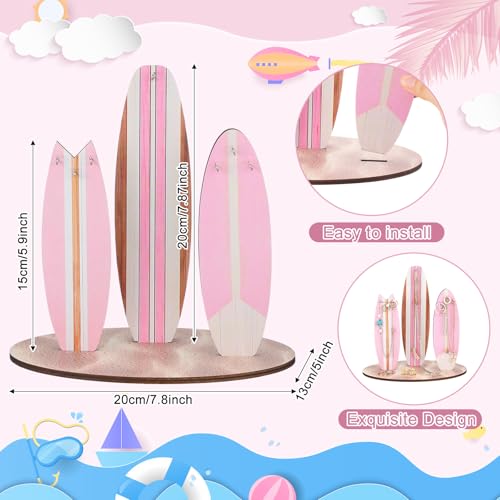 Wonderjune Jewelry Organizer Stand, Coastal Christmas Surfboard Decor, Preppy Beach Room Decor, Wooden Hawaii Surfer Gift, Teen Girl Room Decoration(Pink) - color: Pink