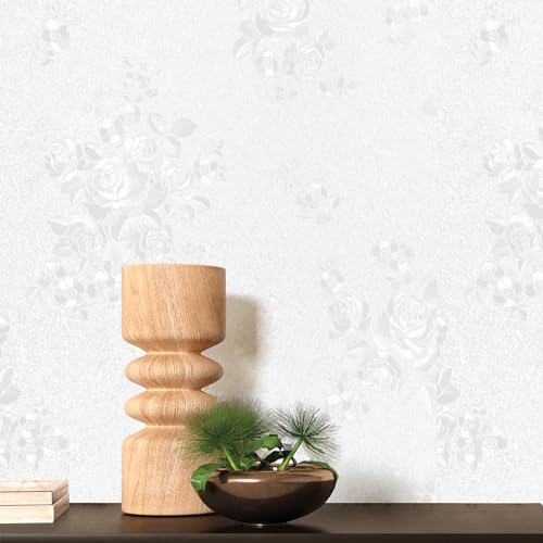 Erfoni White Embossed Peel and Stick Wallpaper Textured Floral Contact Paper 17.7inch X 394inch White Self Adhesive Wallpaper DIY Flower Removable Wall Paper for Bedroom Livingroom Decor Vinyl Roll - color: White, size: 17.7" x 394"