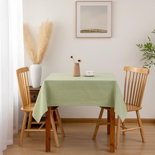 Hiasan Faux Linen Square Tablecloth - Wrinkle and Stain Resistant Washable Table Cloth for Kitchen Dining Room Holiday Table Cover for Dinner, Green, 30 x 30 Inch - color: Green, size: 30" x 30" (Square)