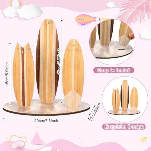 Wonderjune Jewelry Organizer Stand, Coastal Christmas Surfboard Decor, Preppy Beach Room Decor, Wooden Hawaii Surfer Gift, Teen Girl Room Decoration(Wood Color) - color: Wood Color