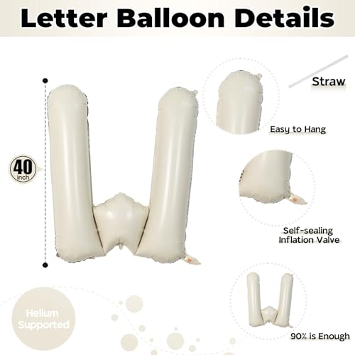 Beige WILD Balloons for Wild One Party Decorations, 40 Inch Cream White Sand WILD Balloon Letters, Ivory Alphabet WILD Balloon for Kids Boys Girls Two Wild Birthday Baby Shower Party Decorations - color: Cream - Wild