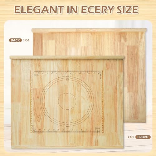 24" x 20" Reversible Wooden Pastry Board Wood Pasta Board with Lip Bread Board Cutting Board Chopping Board Pie Board with Engraved Ruler for Counter Top Kitchen-Wood - color: Wood
