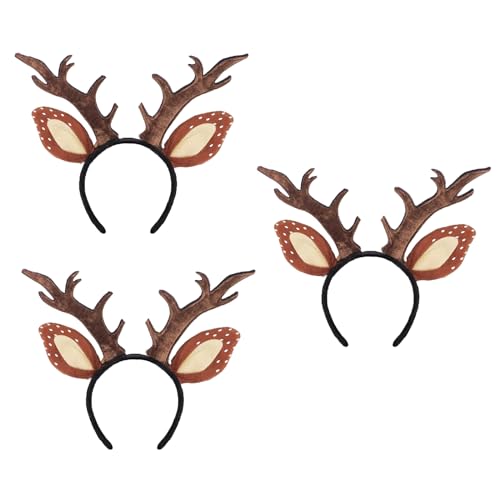 4 Pack Deer Antler Headbands Deer Costume Women's Fawn Horn Headband Reindeer Headband with Antler Ears Animal Cosplay Costume for Halloween Christmas Party Favors